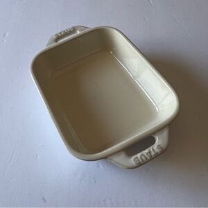 STAUB SMALL RECTANGULAR CERAMIC CASSEROLE DISH WHITE NWOT